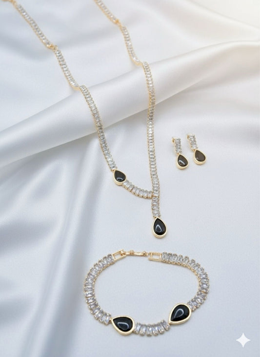 stylish necklace, earrings, and bracelet set