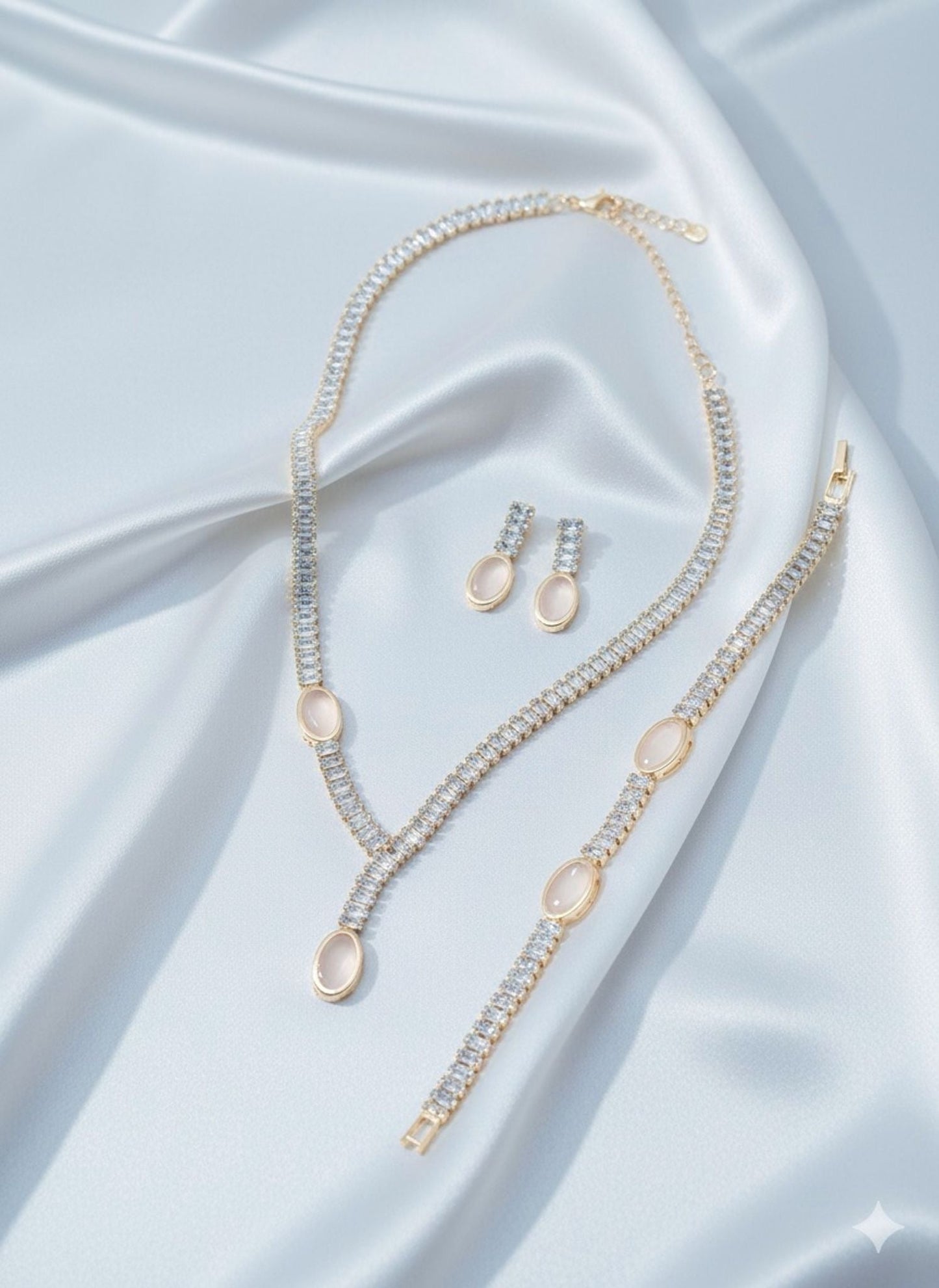 stylish necklace, earrings, and bracelet set