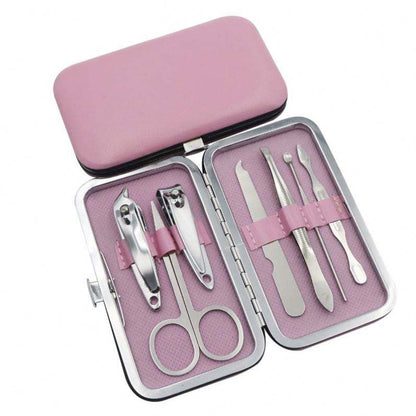 7 Pcs/set Stainless steel nail Art Manicure Set nail Care Tools with Mini Finger nail Cutter Clipper File Scissor Tweezers