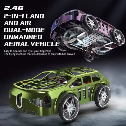 2-in-1 RC Mini Car & Flying Drone with LED Lights