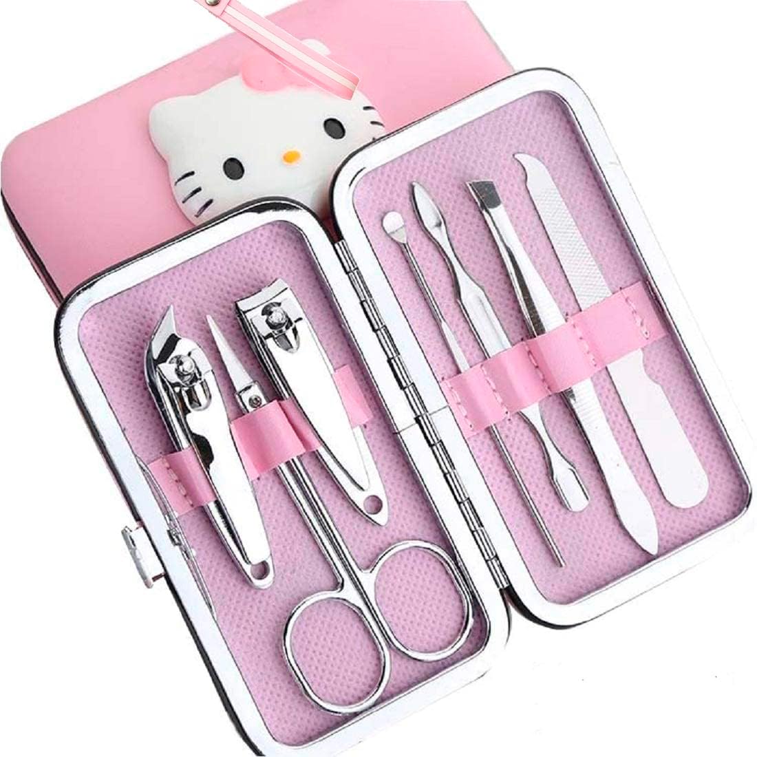7 Pcs/set Stainless steel nail Art Manicure Set nail Care Tools with Mini Finger nail Cutter Clipper File Scissor Tweezers