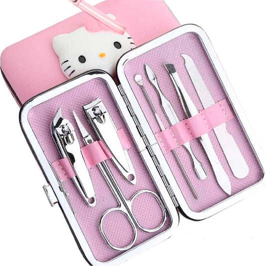 7 Pcs/set Stainless steel nail Art Manicure Set nail Care Tools with Mini Finger nail Cutter Clipper File Scissor Tweezers